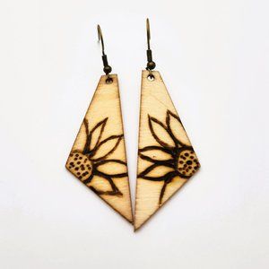 2/$30 SALE Wooden Sunflower Earrings - Handmade & Lightweight